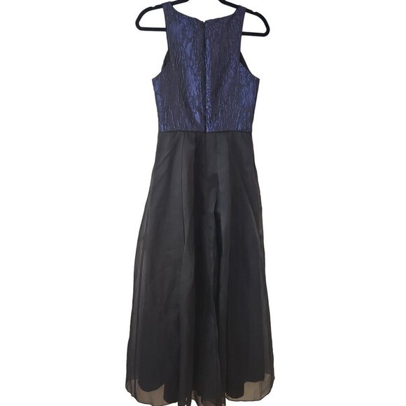 Aidan Mattox Black Satin Sleeveless Maxi Dress Full Length Gown Ballgown Size 10 - Picture 2 of 7